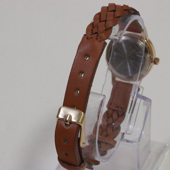 Accutime Ladies Casual Quartz Watch Map Dial Gold Tune Braided Strap 24mm - Picture 11 of 13